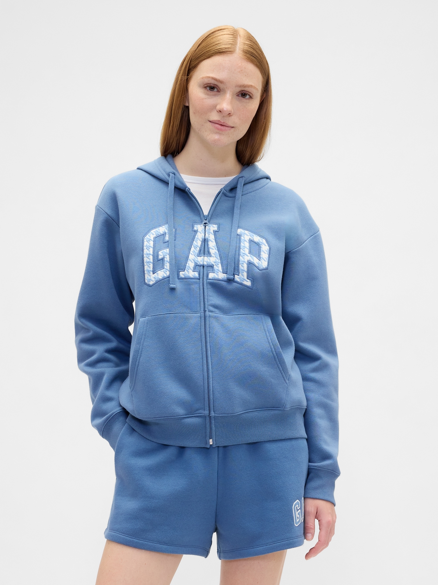 Relaxed Gap Logo Zip Hoodie - Cornflower Blue
