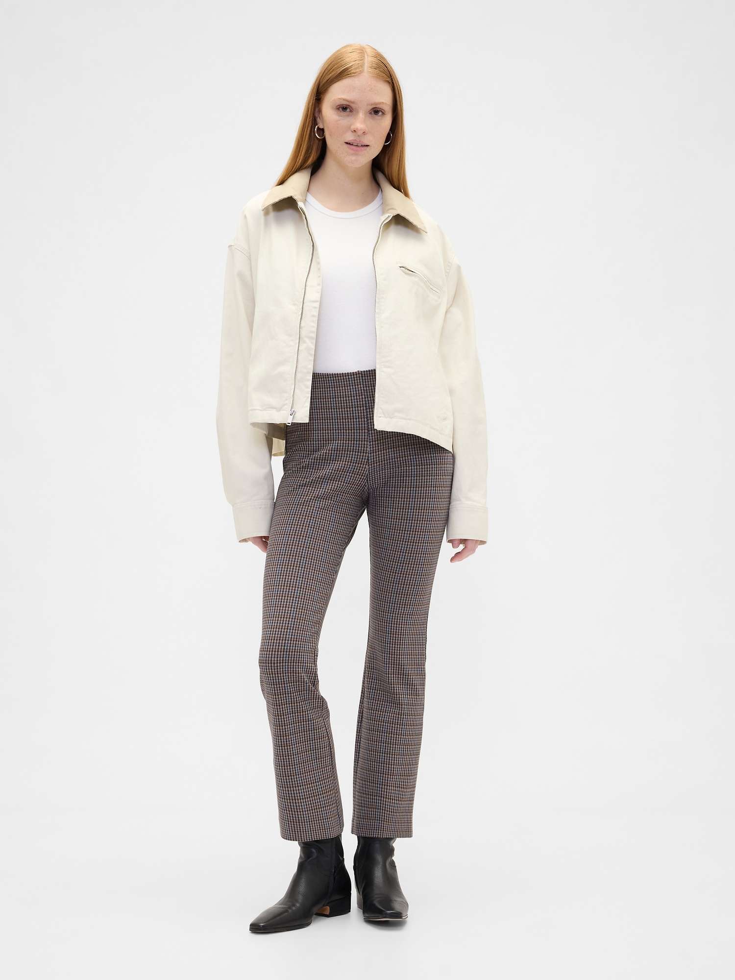 High Rise Ponte Flare Crop Pants