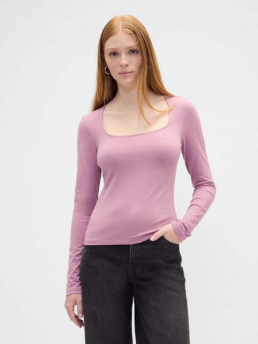 Image number 1 showing, Stretch Jersey Scoopneck Top