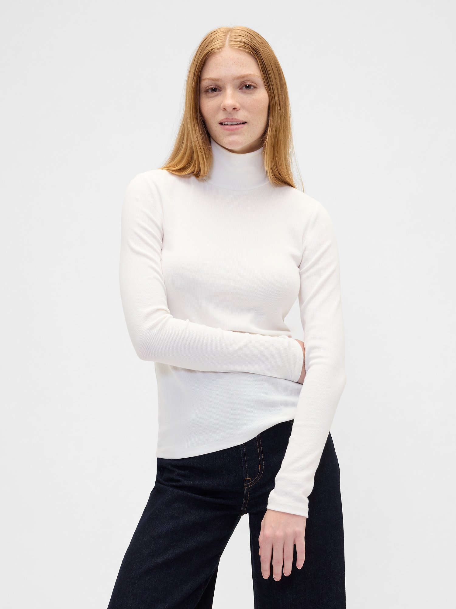 Ribbed Turtleneck T-Shirt - New Off White