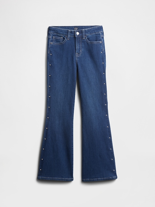 Image number 1 showing, Kids High Rise Studded '70s Flare Jeans