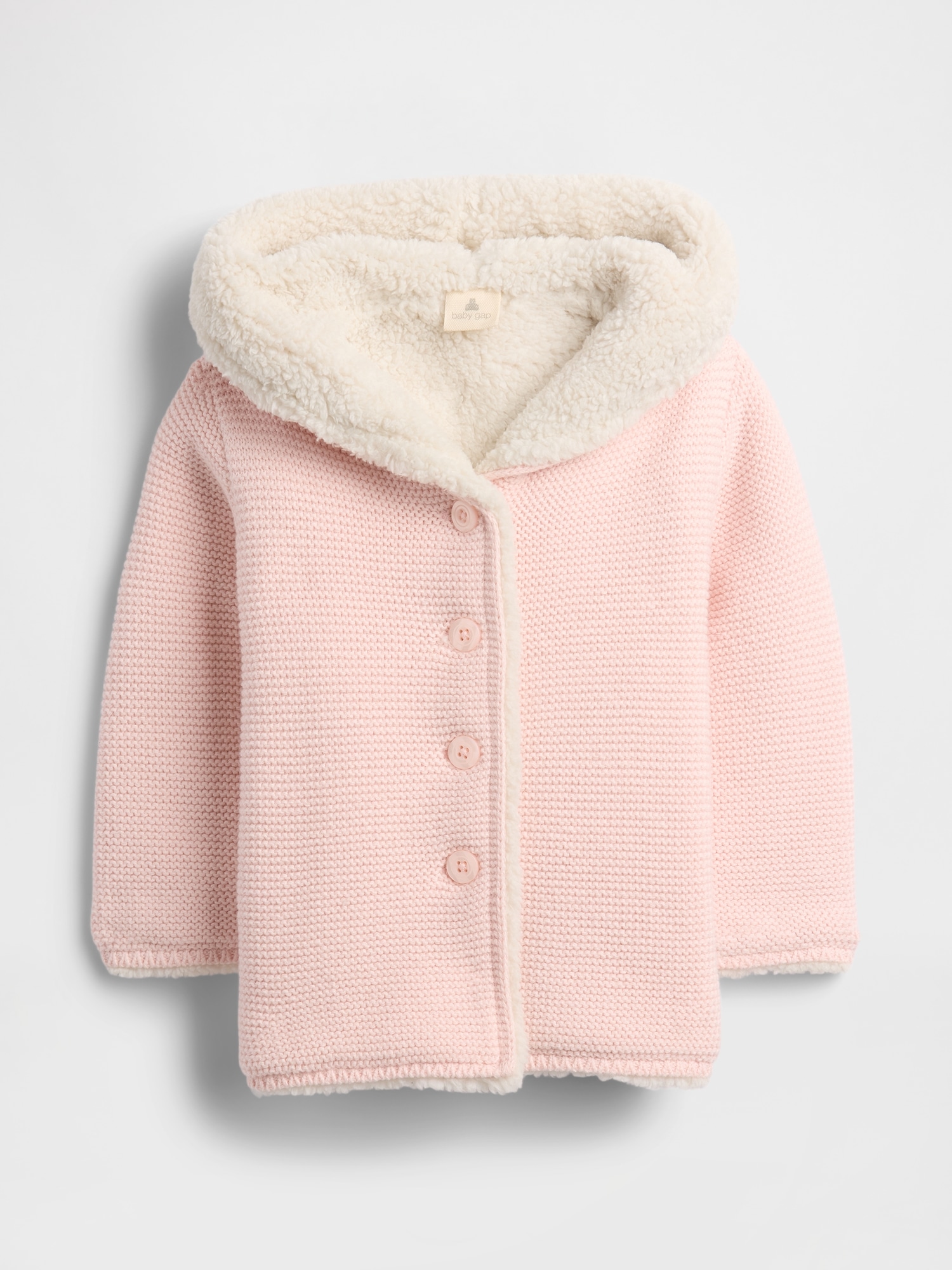 Baby Sherpa-Lined Hooded Sweater - Milkshake Pink