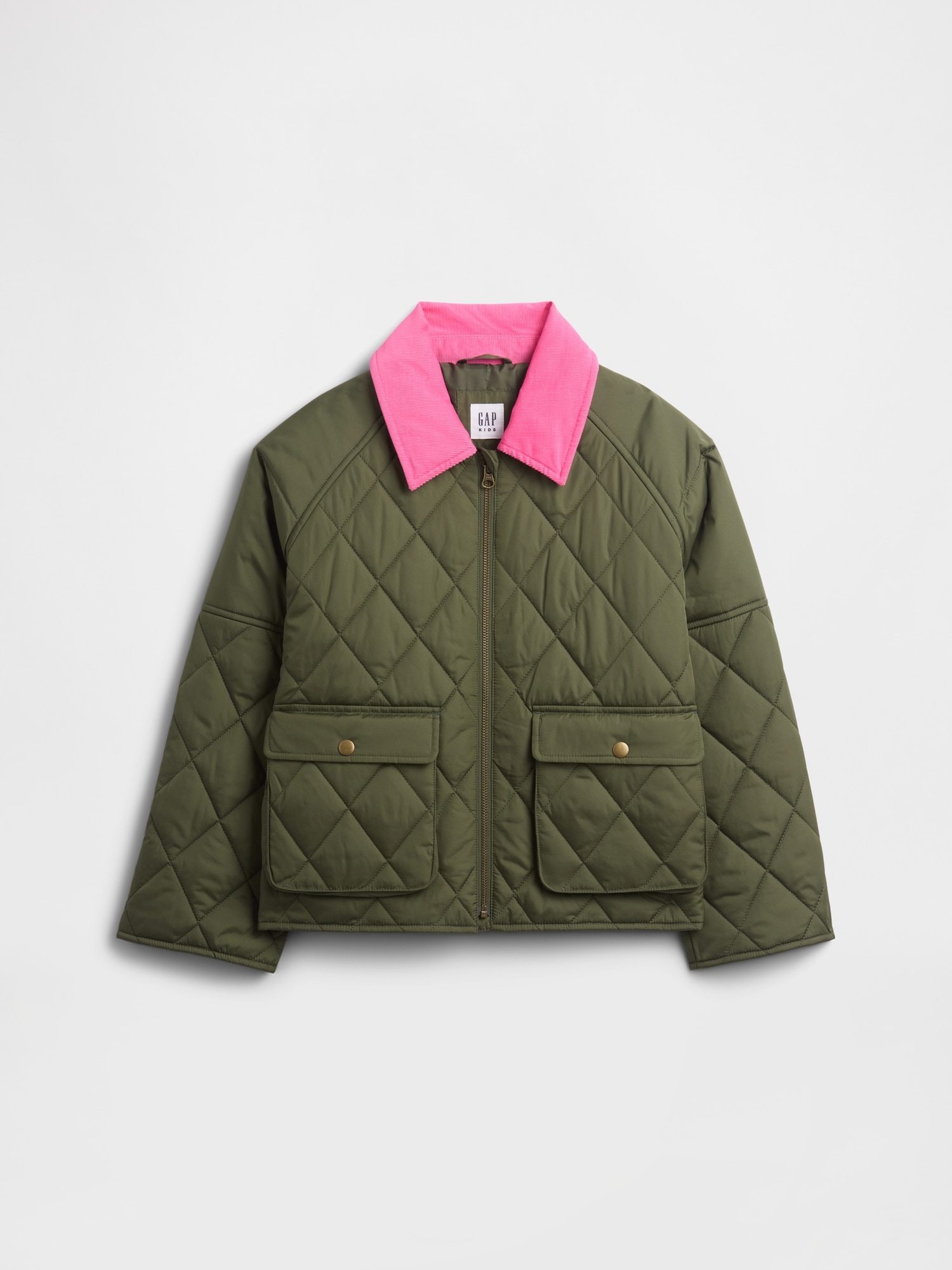 Kids Quilted Barn Jacket - Army Jacket Green
