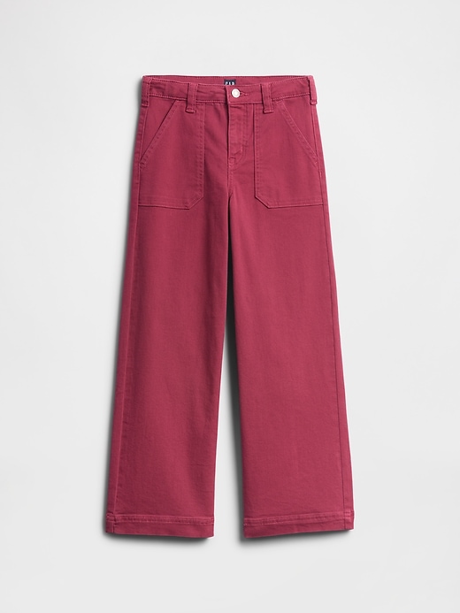 Image number 1 showing, Kids High Rise Utility Wide-Leg Jeans