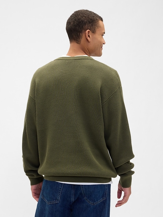 Image number 2 showing, Oversized Fisherman-Stitch Crewneck Sweater
