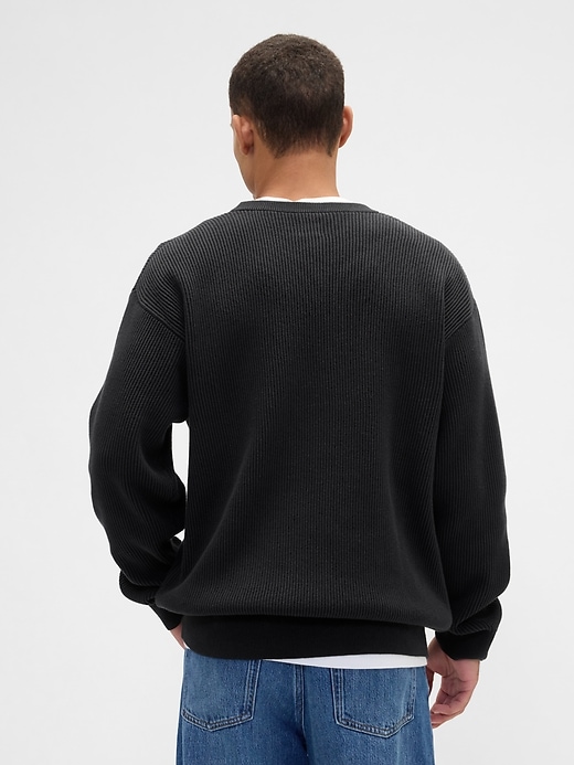 Image number 2 showing, Oversized Fisherman-Stitch Crewneck Sweater