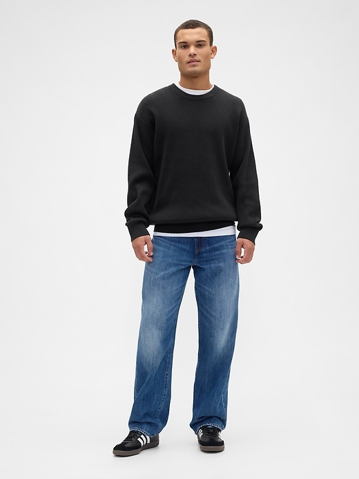 Image number 3 showing, Oversized Fisherman-Stitch Crewneck Sweater