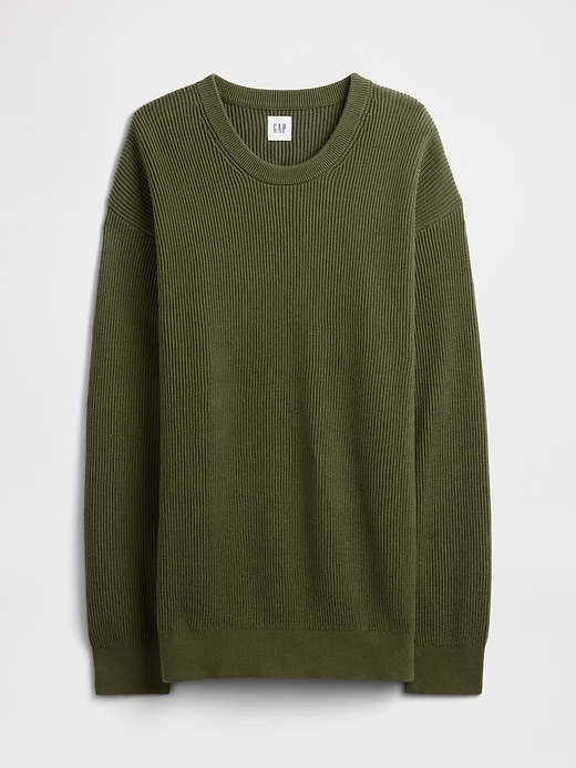 Image number 5 showing, Oversized Fisherman-Stitch Crewneck Sweater