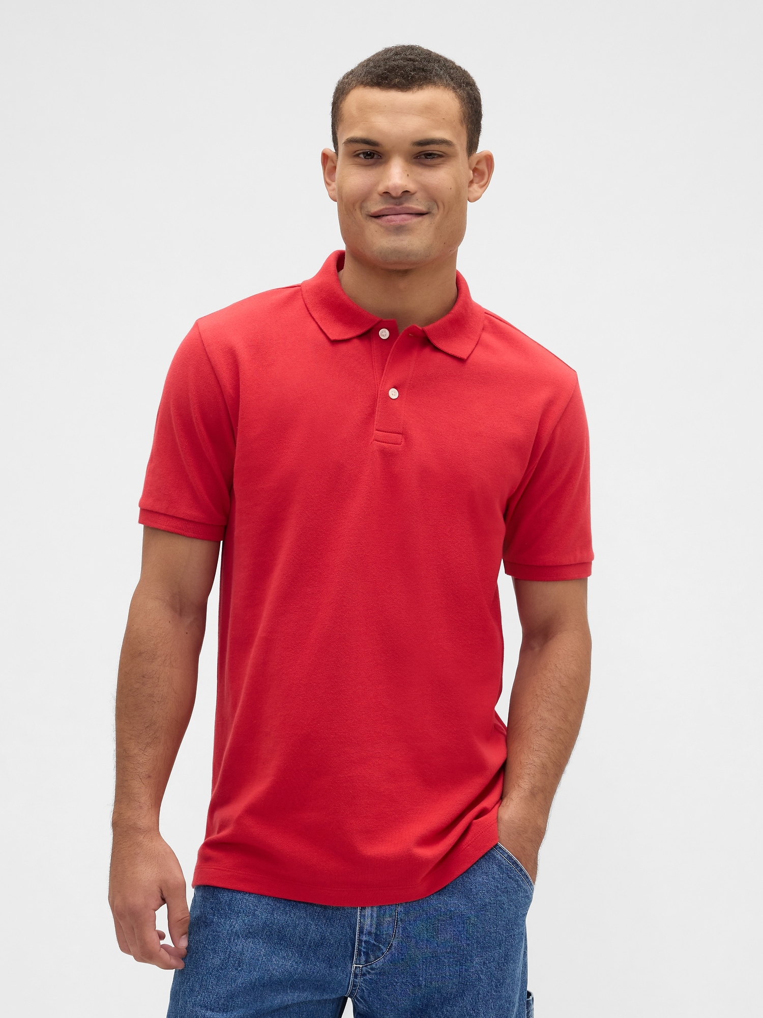 Stretch Pique Polo Shirt - Modern Red