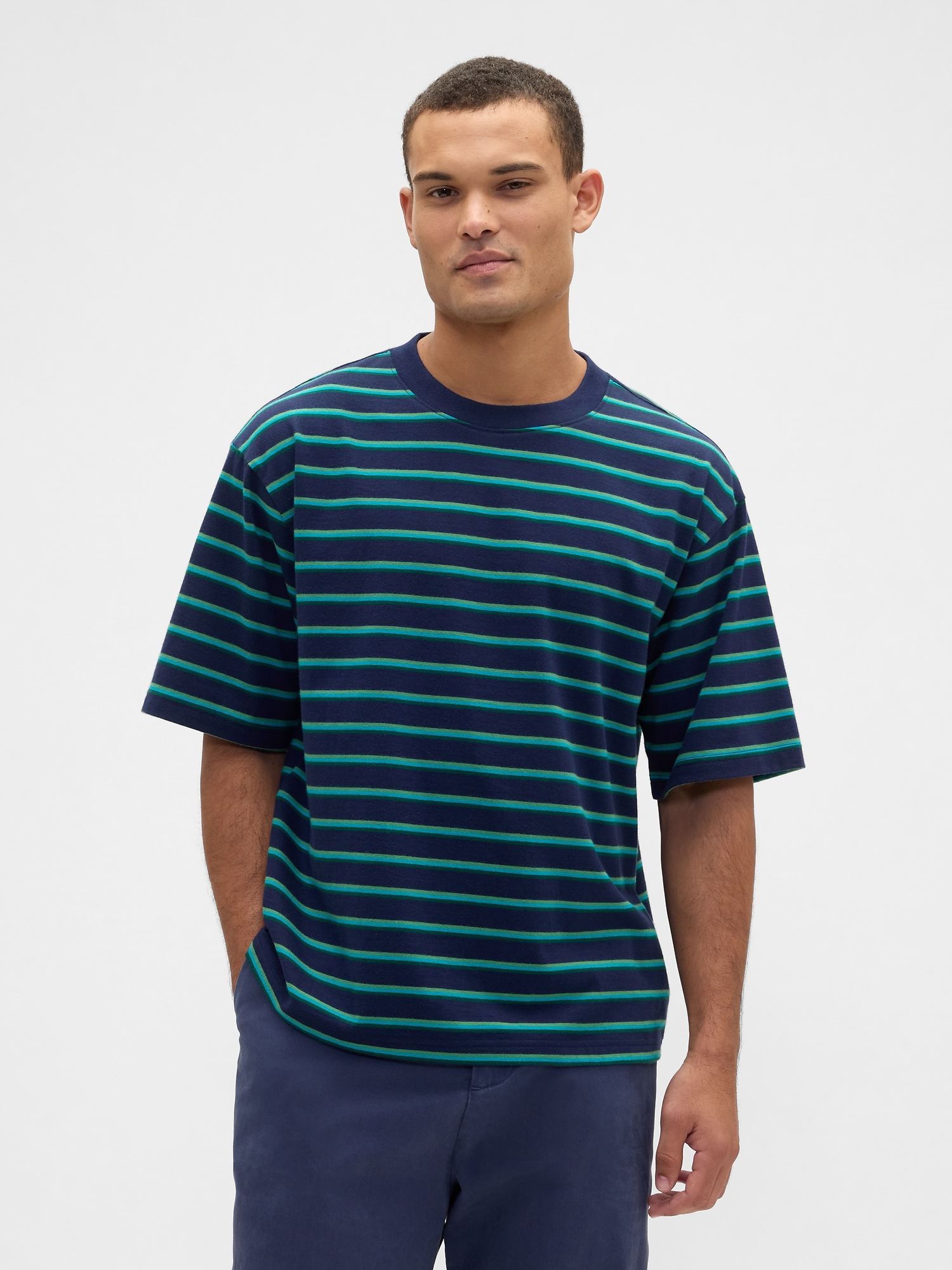 Vintage Soft Stripe Boxy T-Shirt - Navy Uniform