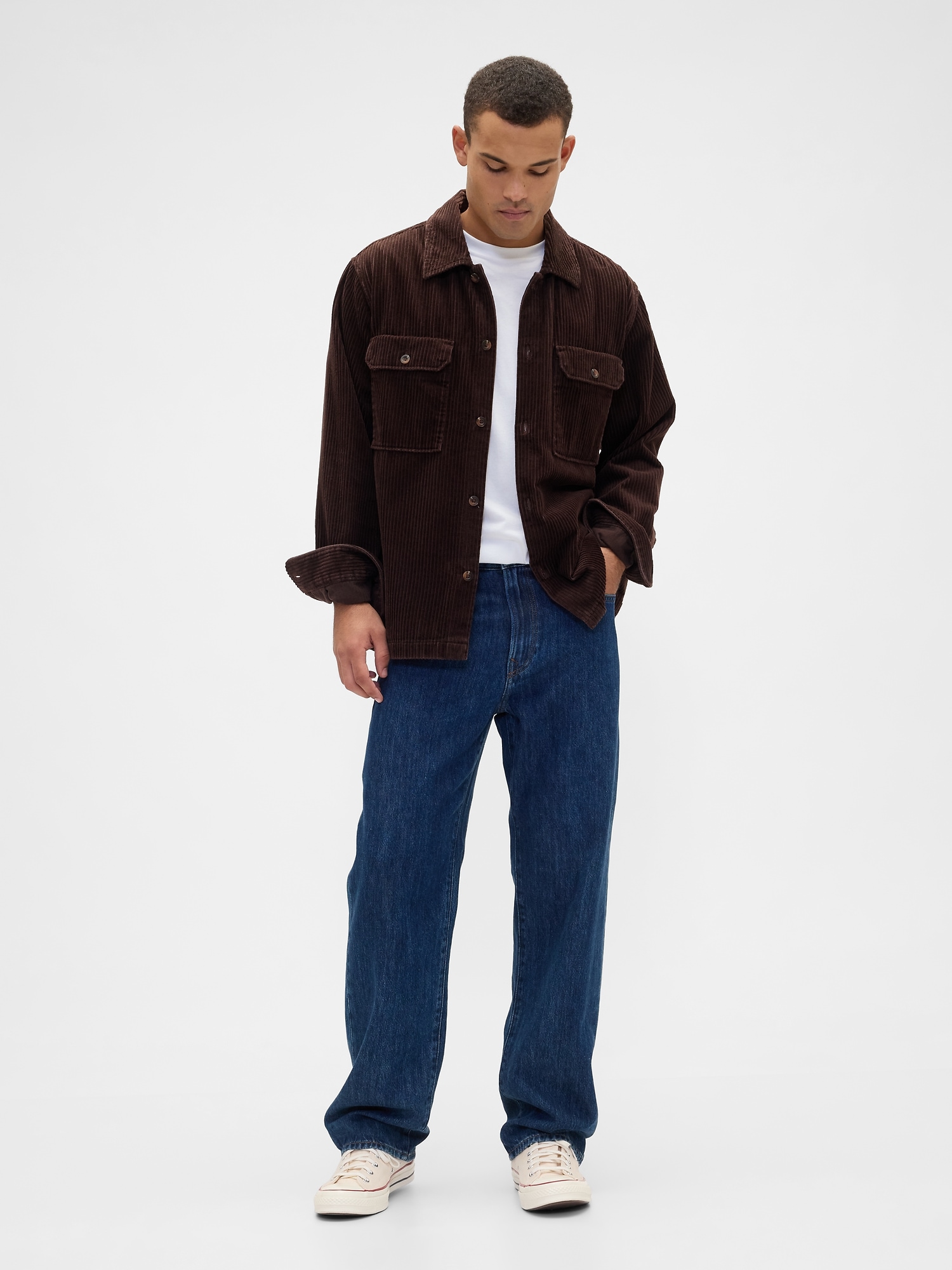 Gap Factory Relaxed Corduroy Overshirt In Brown