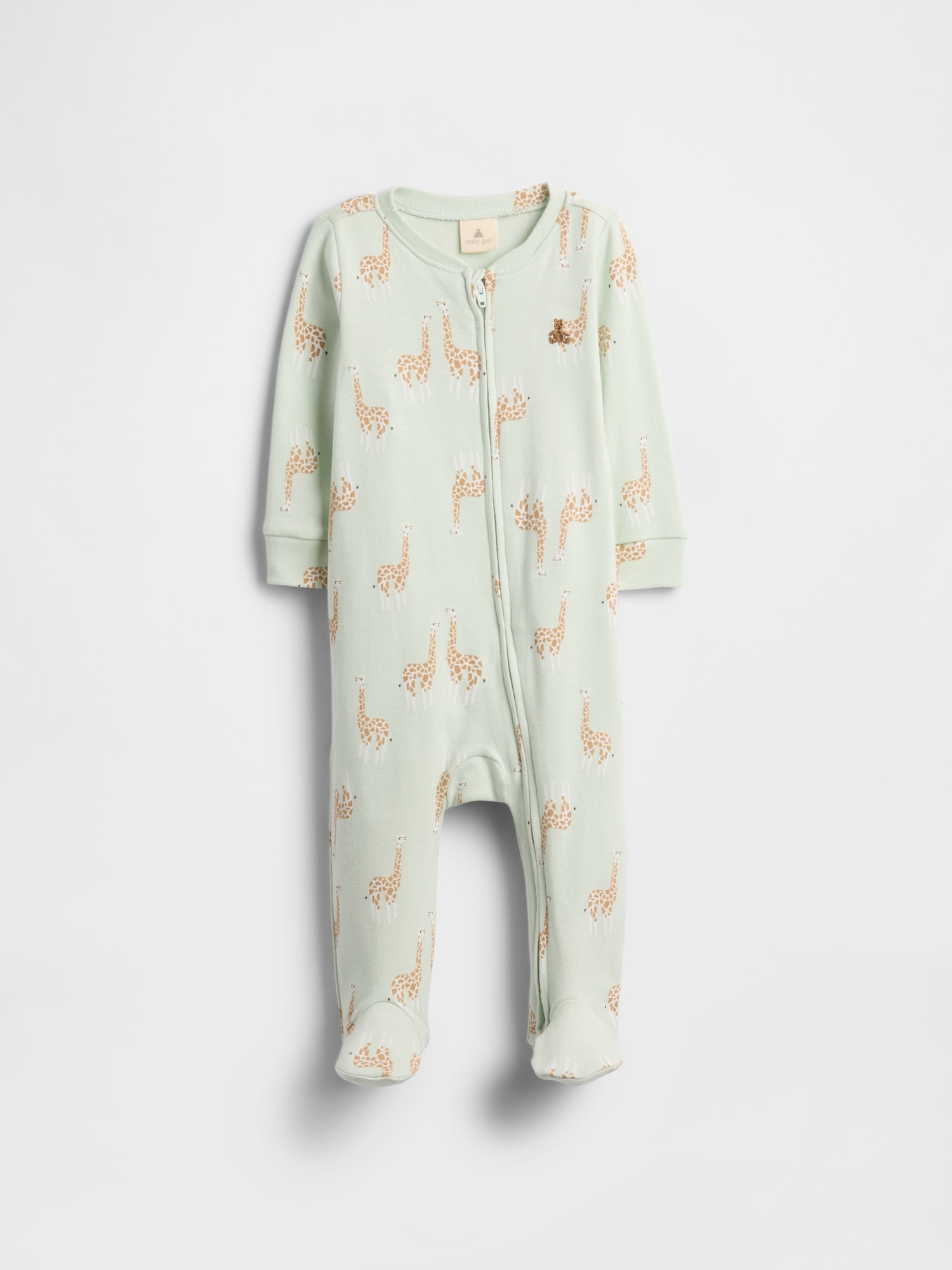 Baby Print Two-Way Zip One-Piece - Green