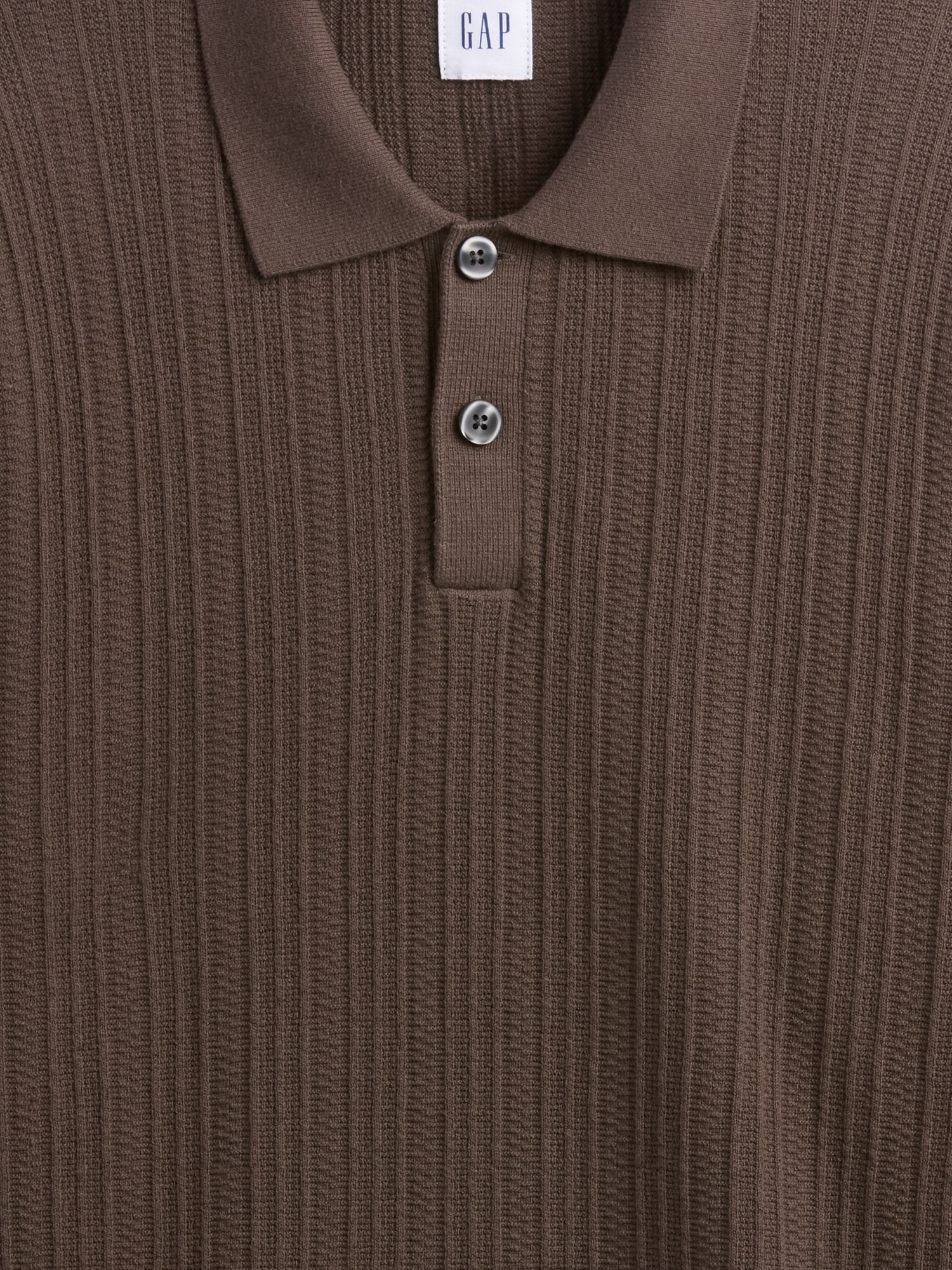 Gap Factory Textured Sweater Polo Shirt Shirt In Brown
