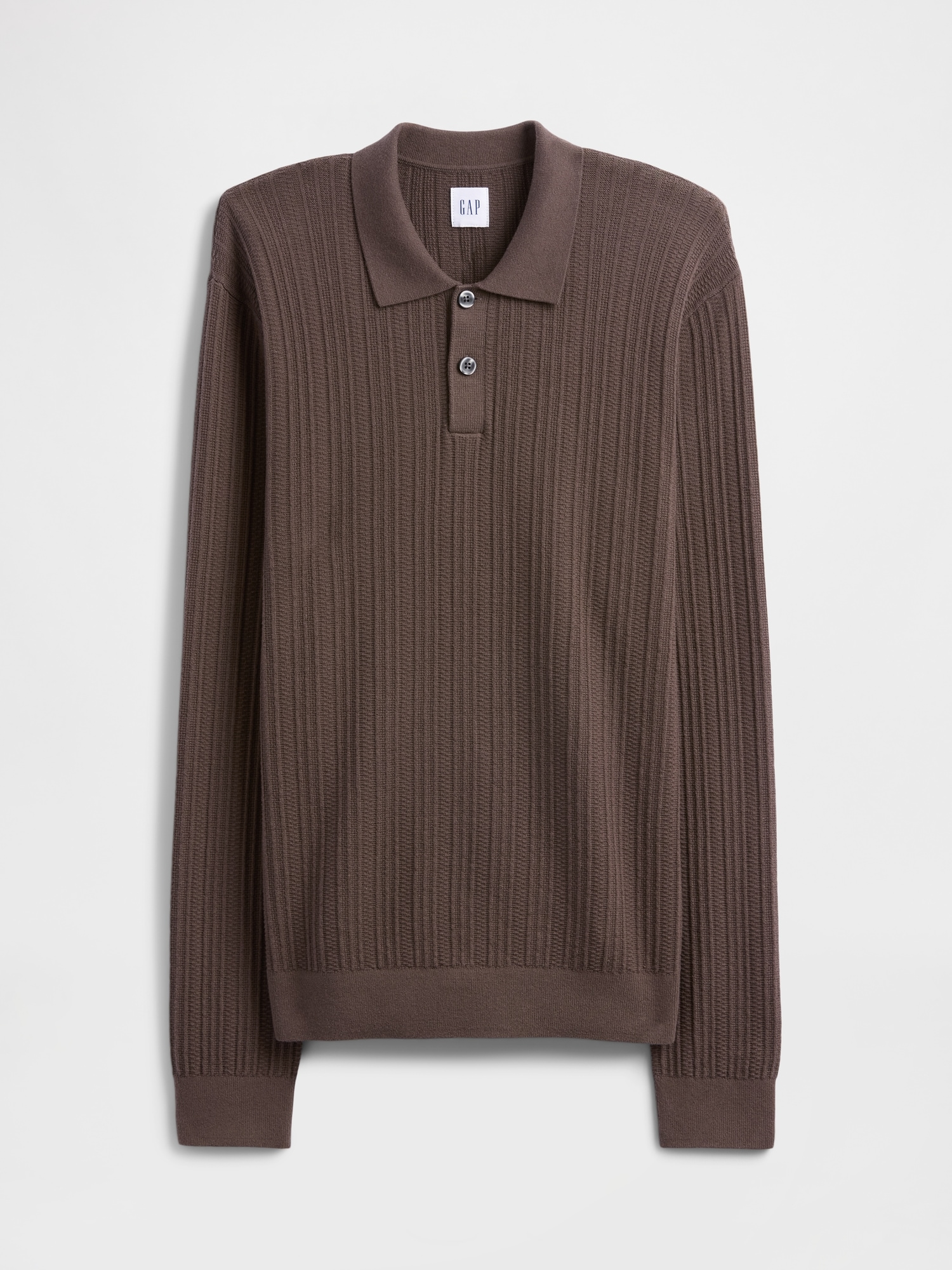 Gap Factory Textured Sweater Polo Shirt Shirt In Brown