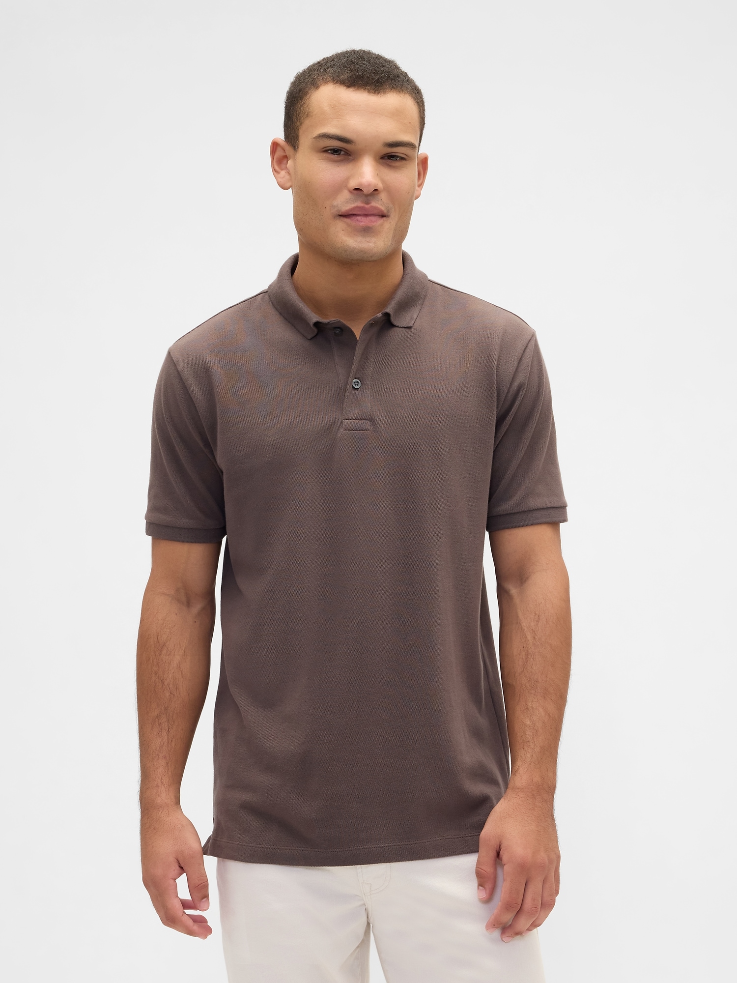 Stretch Pique Polo Shirt - New Brown