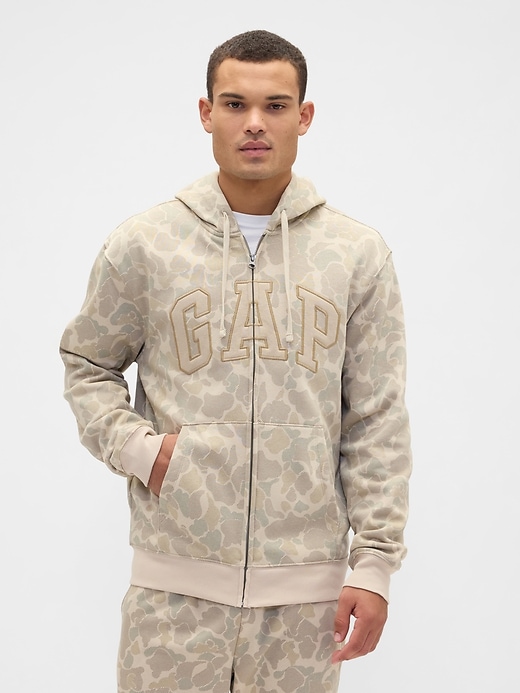 Image number 1 showing, Relaxed Gap Logo Print Zip Hoodie
