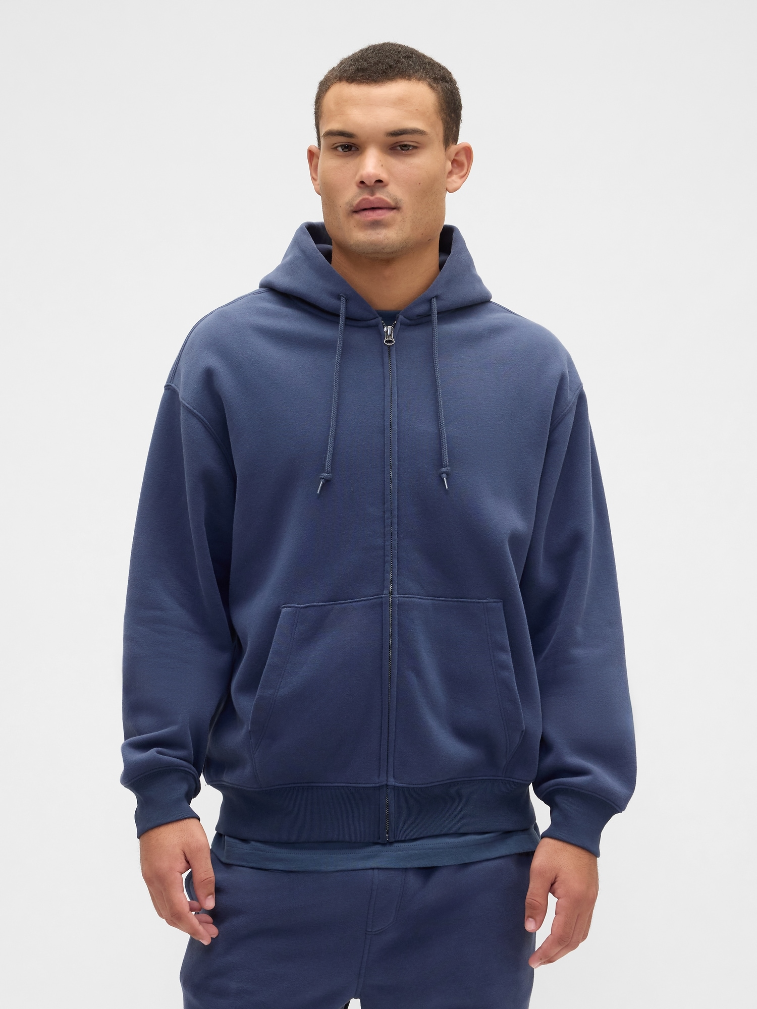 Vintage Soft Oversized Zip Hoodie - Vintage Navy