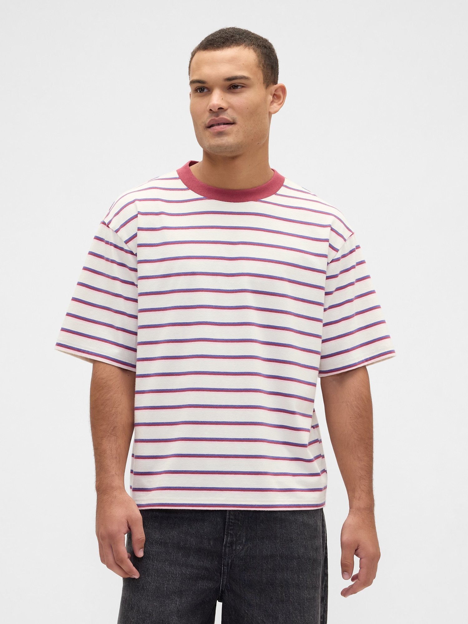 Vintage Soft Stripe Boxy T-Shirt - Tan Chino