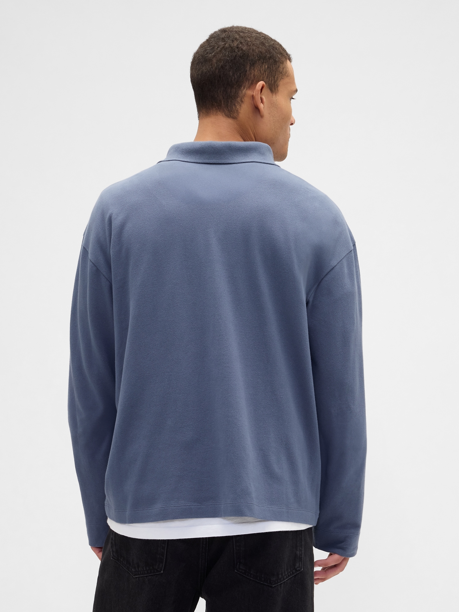 Boxy Stretch Pique Polo Shirt