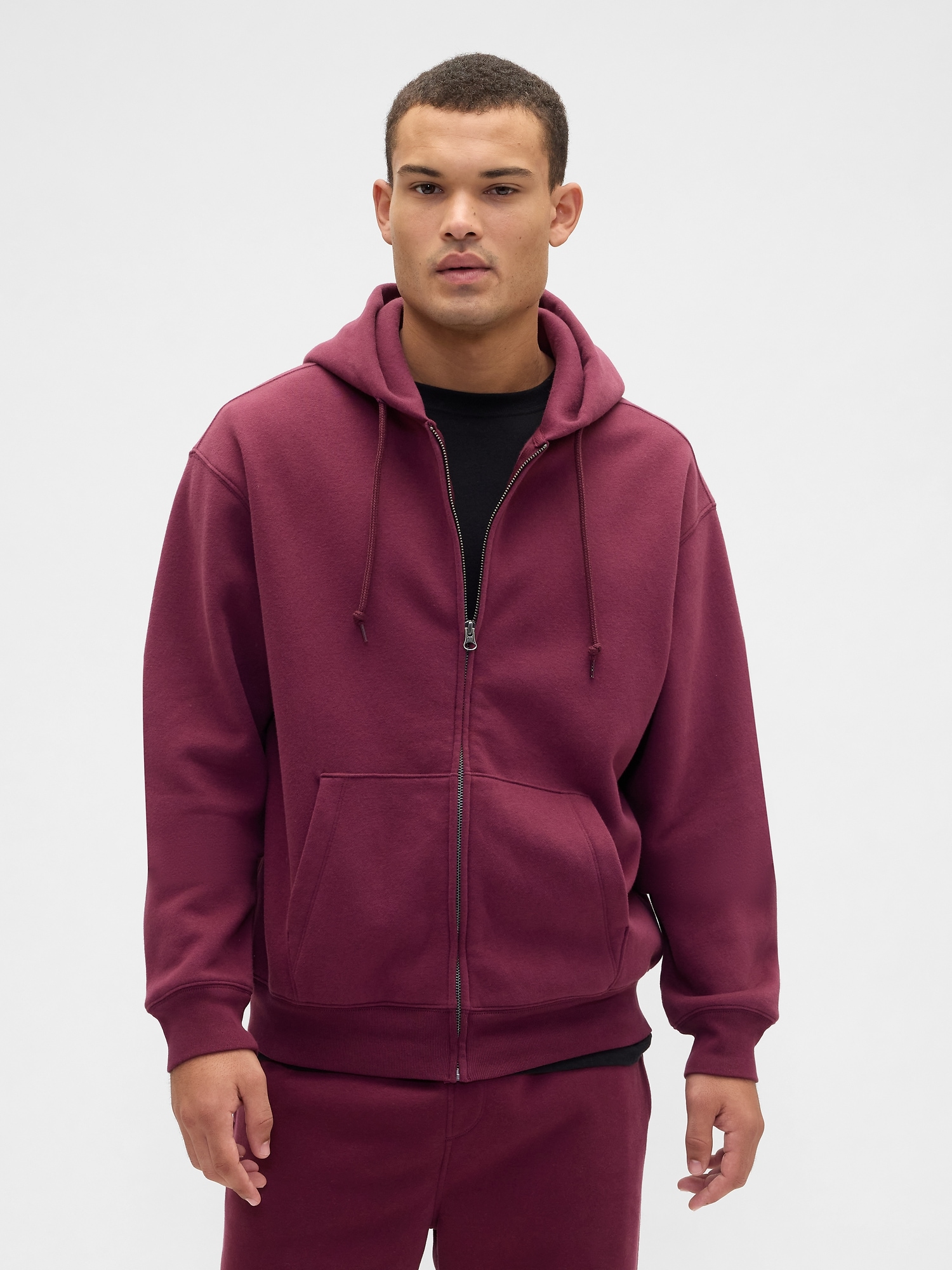 Vintage Soft Oversized Zip Hoodie - Tuscan Red