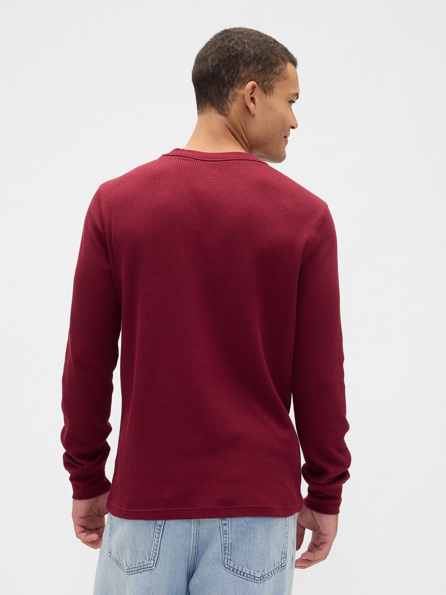 Gap Factory Waffle-knit Crewneck T-shirt In Red