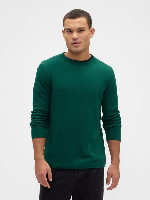 Image number 1 showing, Waffle-Knit Crewneck T-Shirt