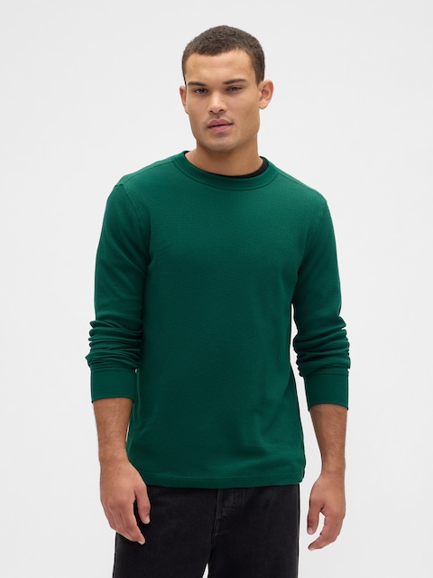 Waffle-Knit Crewneck T-Shirt