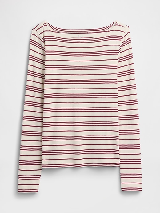 Image number 5 showing, Modern Ribbed Stripe Boatneck T-Shirt