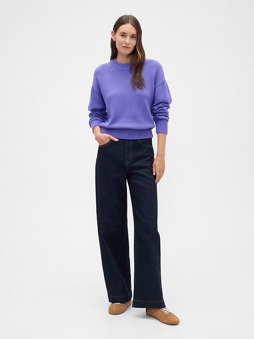 Image number 3 showing, Relaxed Cropped Crewneck Sweater