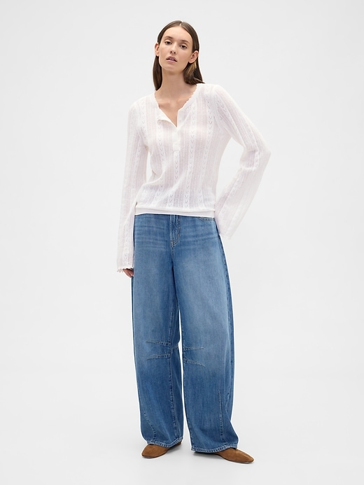 Image number 3 showing, Pointelle Henley Top