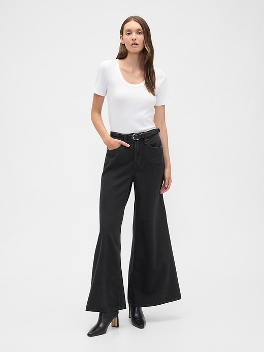 Image number 1 showing, High Rise SuperLight Palazzo Jeans