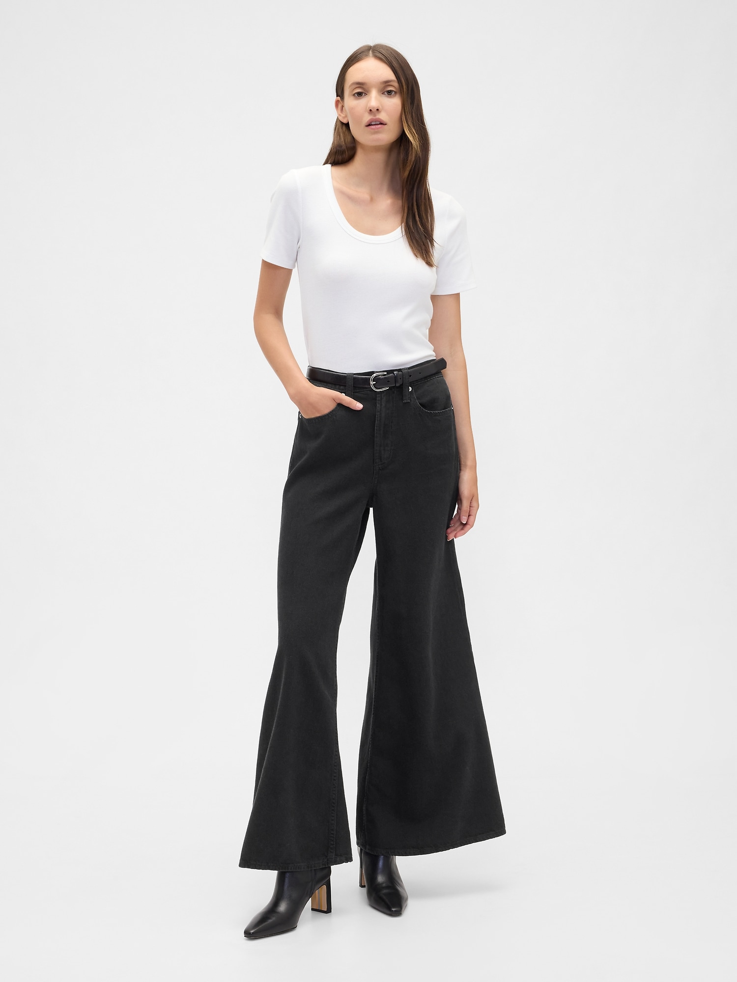 High Rise SuperLight Palazzo Jeans - Black