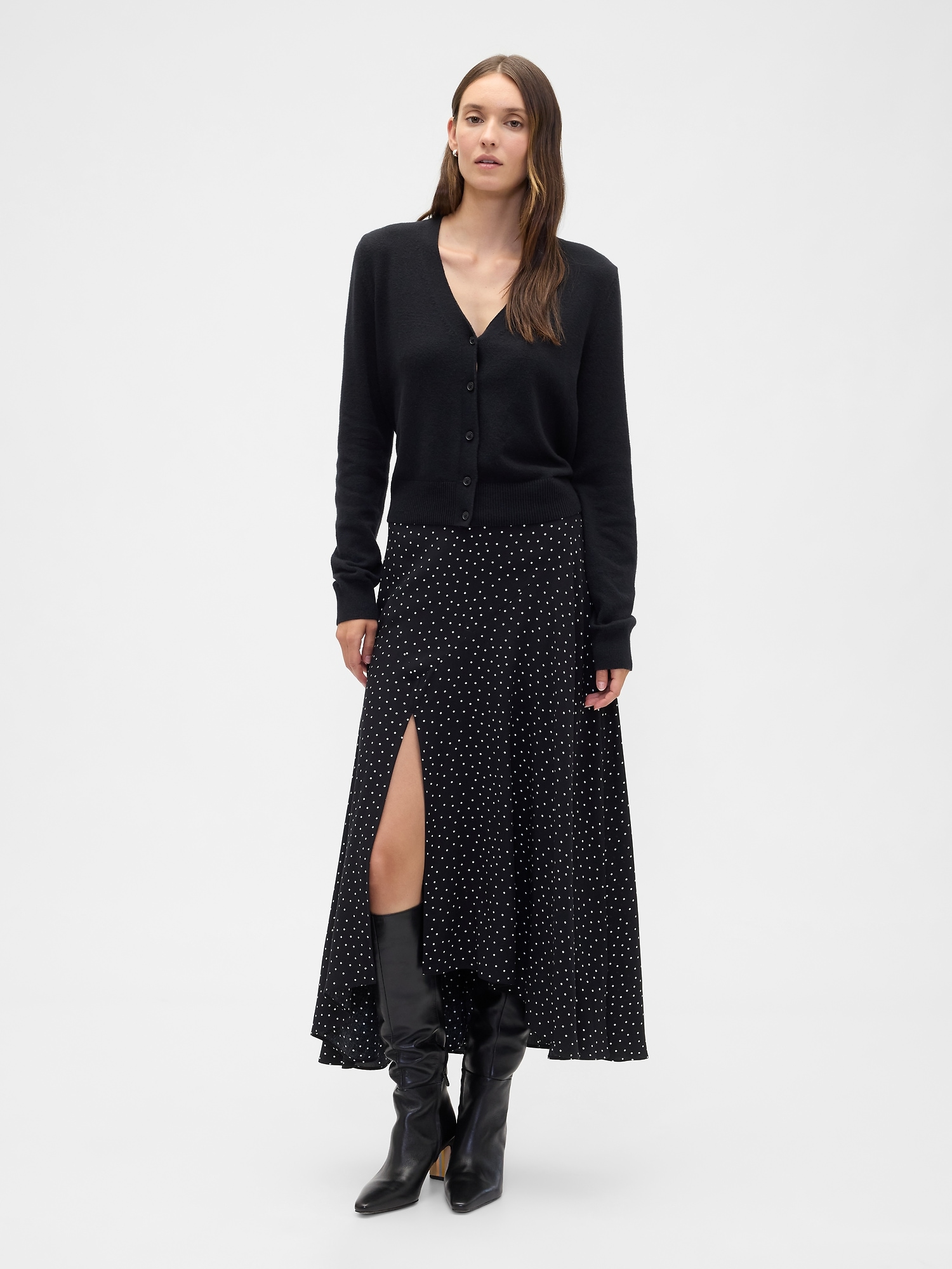 Seamed Midi Skirt - Polka Dot