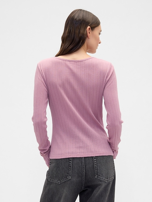 Image number 2 showing, Ribbed Pointelle Henley T-Shirt