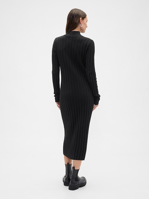 Image number 2 showing, CashSoft Ribbed Mockneck Midi Dress