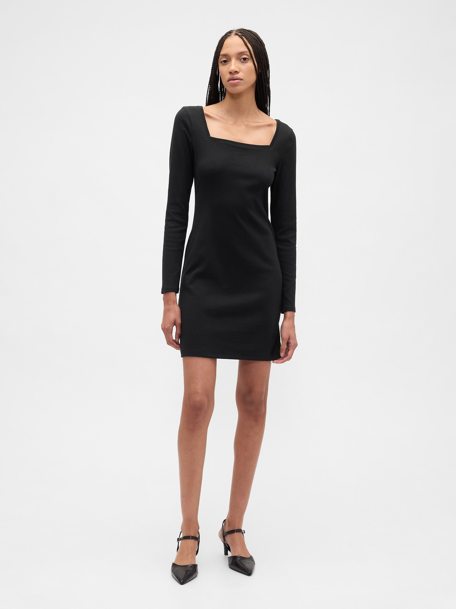 Squareneck Mini Dress - Black