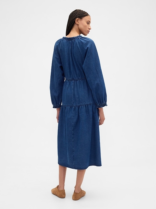 Image number 2 showing, Tiered Denim Western Midi Dress