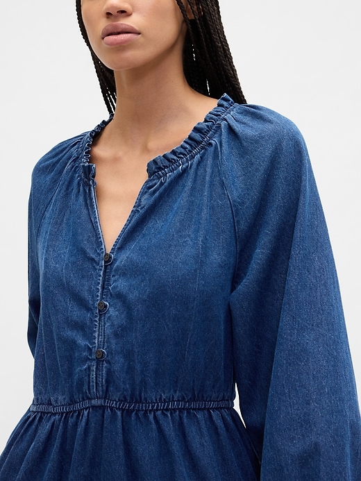 Image number 3 showing, Tiered Denim Western Midi Dress