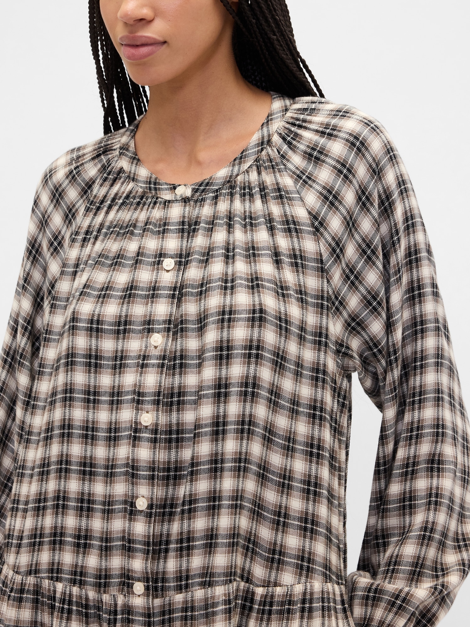 Gap Factory Relaxed Flannel Shirtdress In Black