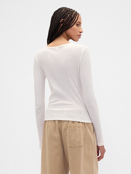 Image number 2 showing, Ribbed Pointelle Henley T-Shirt