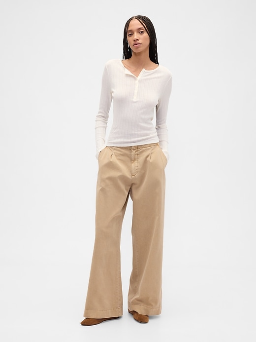 Image number 3 showing, Ribbed Pointelle Henley T-Shirt