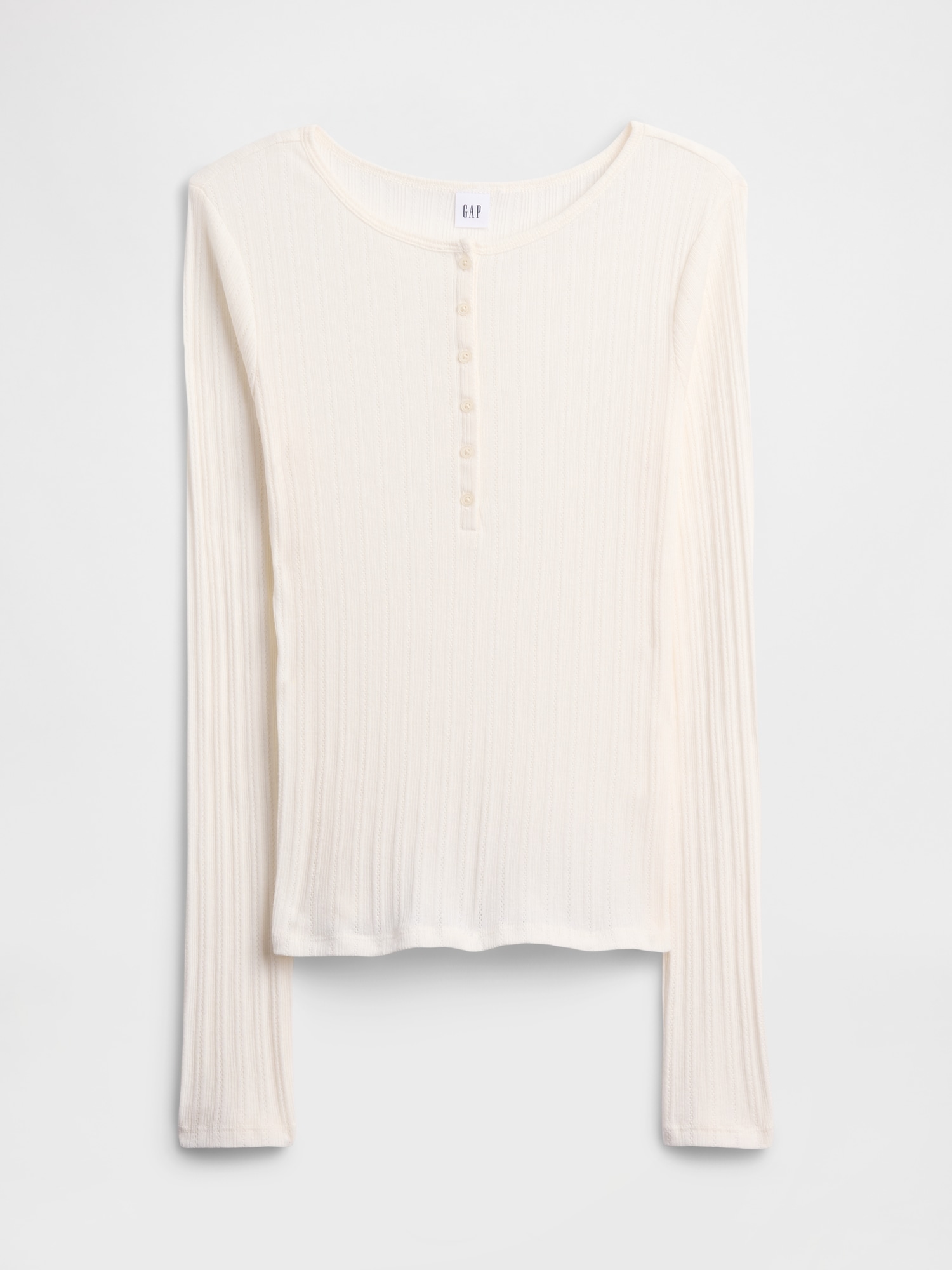 Gap Factory Ribbed Pointelle Henley T-shirt In White