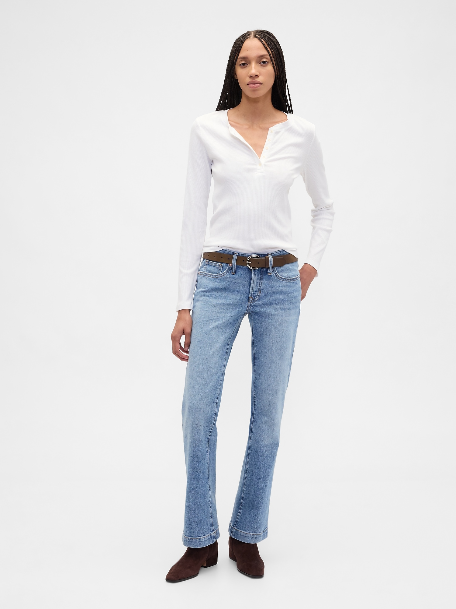 Low Rise Boot Jeans - Medium Wash