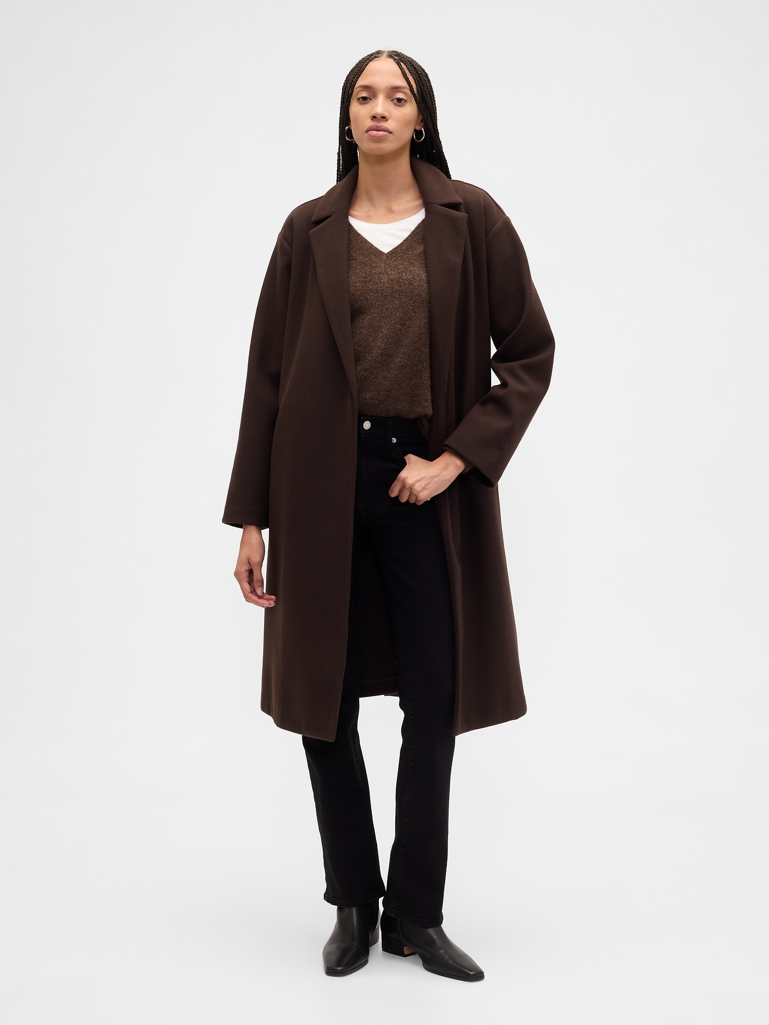 Gap Factory Relaxed Wool Wrap Coat In Brown