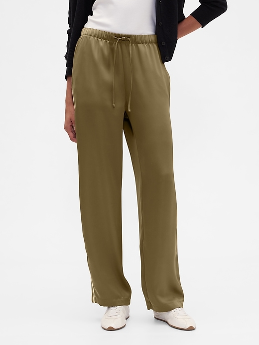Image number 2 showing, Relaxed Straight-Leg Stripe Satin Pants
