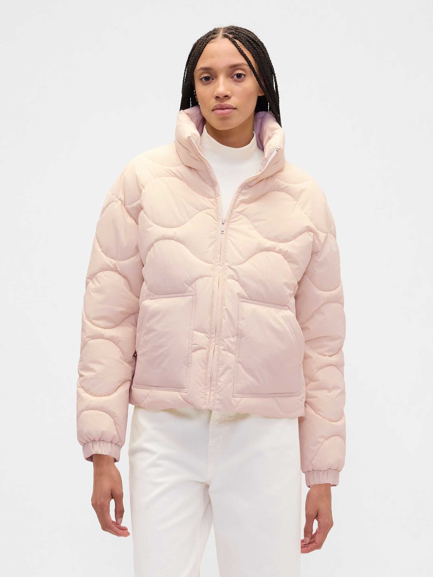Relaxed Quilted Nylon Jacket - Birch White