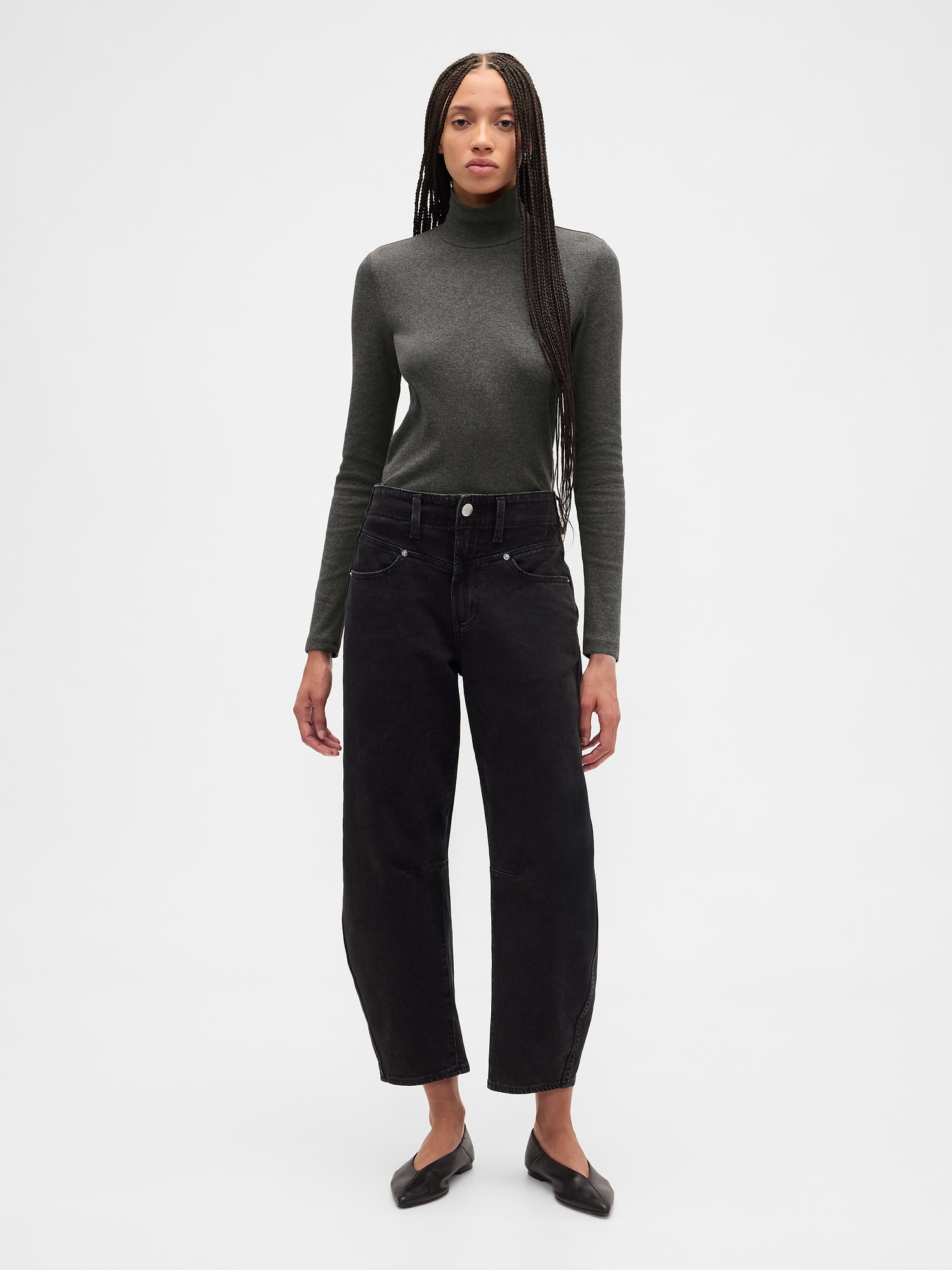 Gap Factory Ribbed Turtleneck T-shirt In Gray