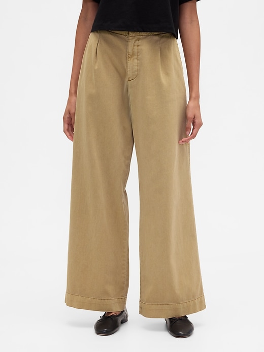 Image number 2 showing, High Rise Pleated Relaxed Wide-Leg Khakis