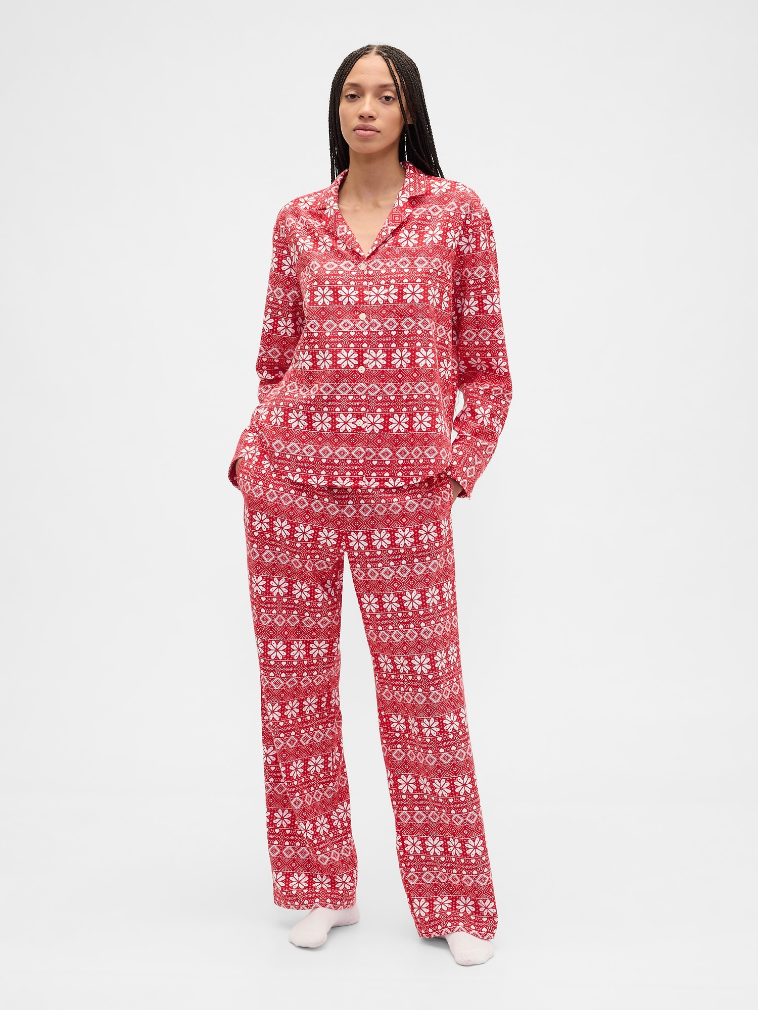 Gap Factory Relaxed Flannel Sleep Shirt In Red