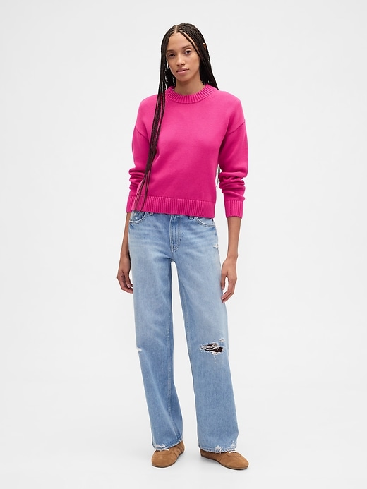 Image number 3 showing, Relaxed Cropped Crewneck Sweater
